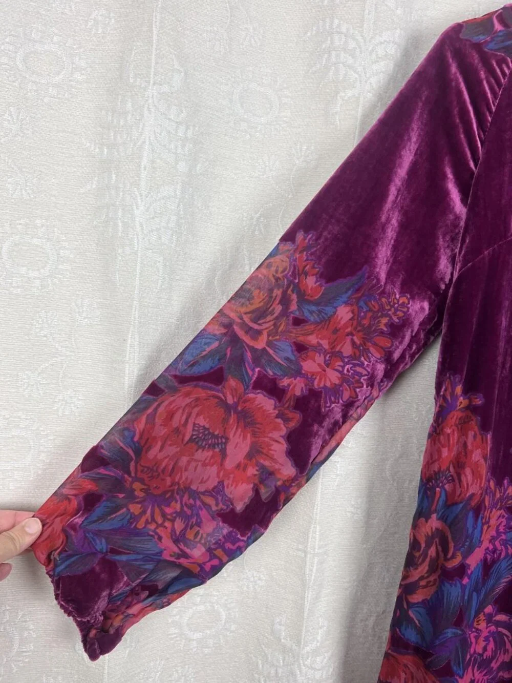 Free People Misha Velvet Burnout Dress Fuchsia pink purple floral A-line flowy S